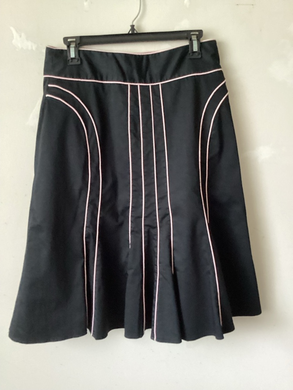 Kelly Blue Black Skirt with Pink Piping - Women's Flared Skirt
